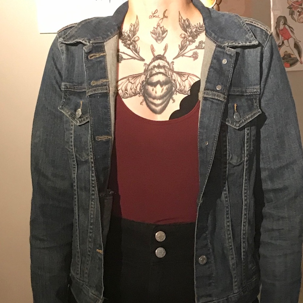 Levi’s blue jean jacket. Women’s size large.